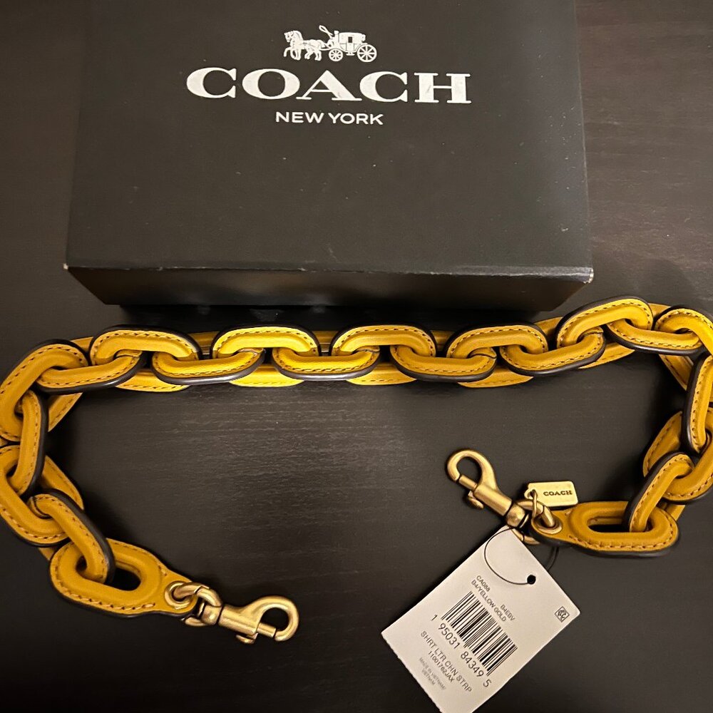 COACH Leather Covered Short Chain Strap in Canary NWT and (will be in Coach box)